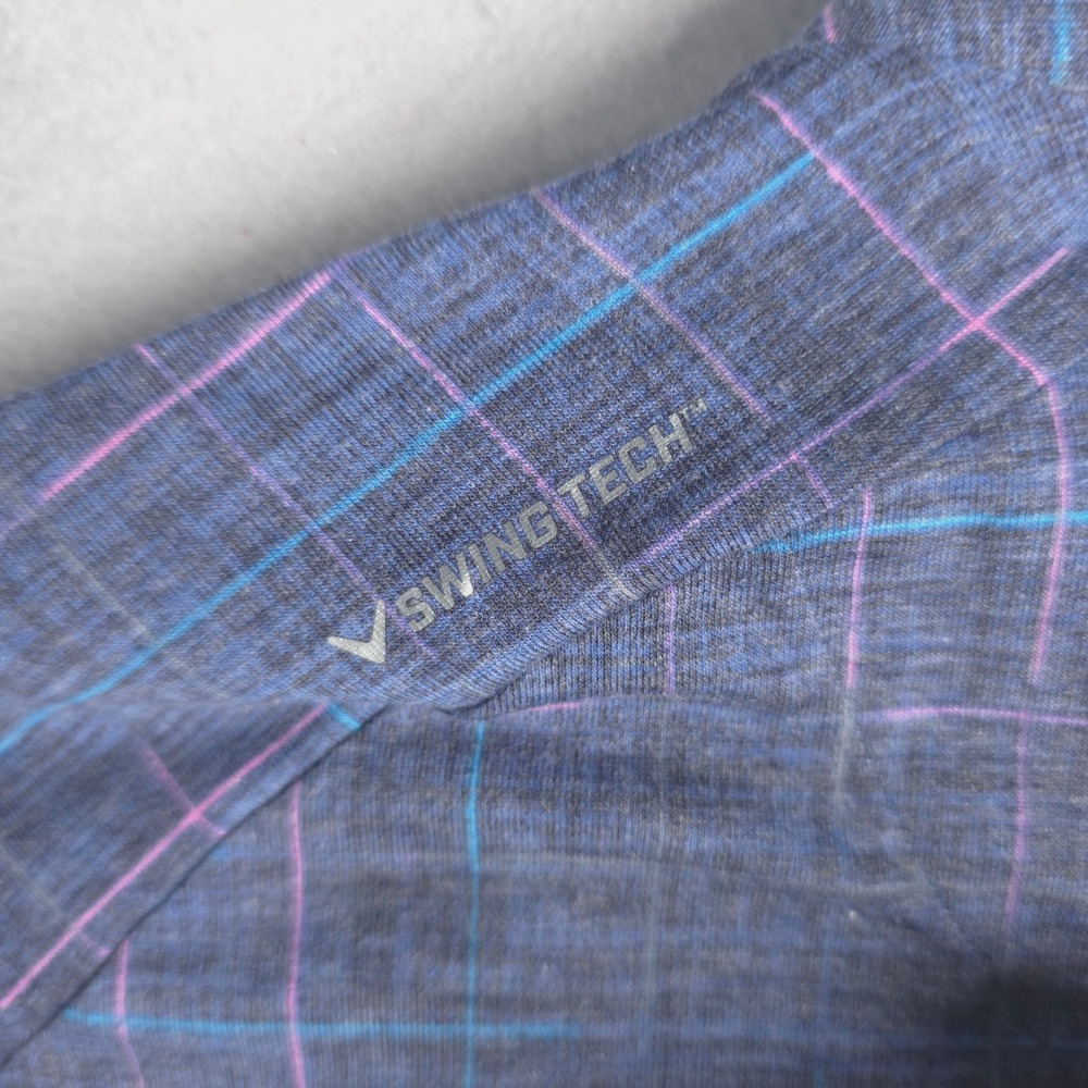 Callaway Mens XL OptiDri Golf Polo Shirt Blue Pink Plaid Short Sleeve - Picture 11 of 12